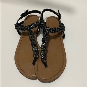 Black beaded sandals